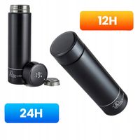 Kubek Termiczny na Kawę Herbatę Napoje z Termometrem Wyświetlaczem Czarny