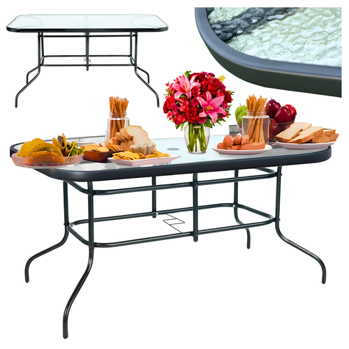 Stół ogrodowy szklany metalowy duży 140x80 cm na Arena.pl