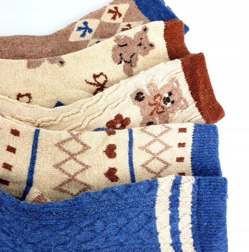 8x CIEPŁE WEŁNIANE SKARPETKI DAMSKIE KOLOROWE NATURALNE DŁUGIE ANGORA ZIMA na Arena.pl