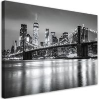 Obraz do salonu sypialni biura kuchni, Most Brookliński nocą Nowy