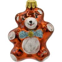 Bombka choinkowa szklana: Miś w muszce