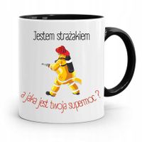 Kubek Czarny Dla Strażaka Jestem Strażakiem Z Nadrukiem Ze Zdjęciem