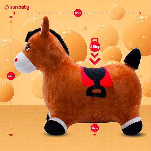 Skoczek pluszowy dla dzieci do skakania Konik brązowy z pompką na Arena.pl