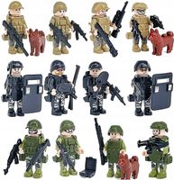 FIGURKI 8057 +BRONIE +TARCZE +PSY wojsko policja klocki ludziki broń pies