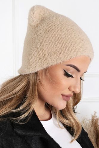 CZAPKA ALPAKA MODNA GŁADKA DAMSKA KOBIECA CIEPŁA NA ZIMĘ KARMELOWY 2110 na Arena.pl