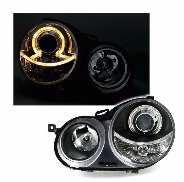 LAMPY Reflektory Do Twojego VW POLO 9N 2001-2005 RINGI BLACK DEPO Soczewki zdjęcie 4