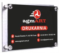 Tabliczka 40x30 dibond CZARNA plexi Z LOGO FIRMY NADRUK UV DYSTANSE