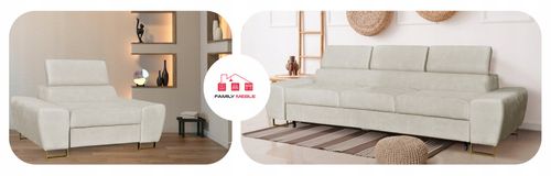 Zestaw mebli wypoczynkowych salon Bosso Sofa 3os fotele granat Family Meble na Arena.pl