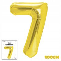 BALON FOLIOWY CYFRĄ CYFERKA 7 ZŁOTA NA IMPREZE URODZINOWĄ PRZYJĘCIE 100cm
