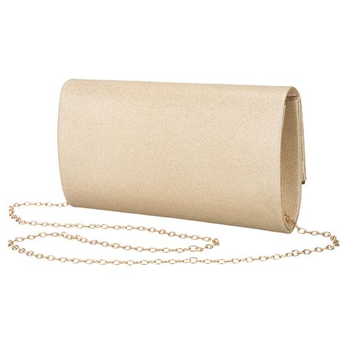 wizytowa, złota torebka damska wykonana z tkaniny syntetycznej zamykana na Arena.pl