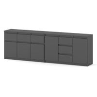 Komoda Szara Z 6 Szufladami 240cm Szafka Do Sypialni Salonu Nowoczesna