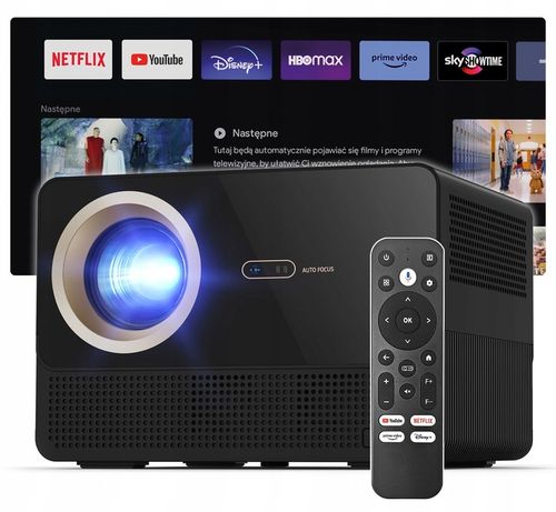 RZUTNIK PROJEKTOR LED AUTOFOCUS ANDROID TV 11 4K FULL HD WIFI PILOT BT na Arena.pl