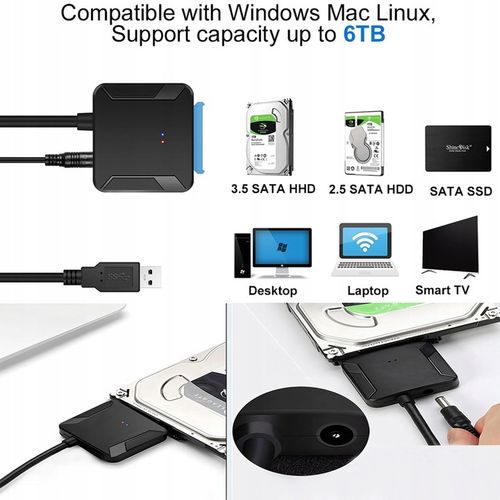 Adapter SATA USB, USB 3.0 na SATA III, adapter do dysku twardego 2,5" 3,5" na Arena.pl
