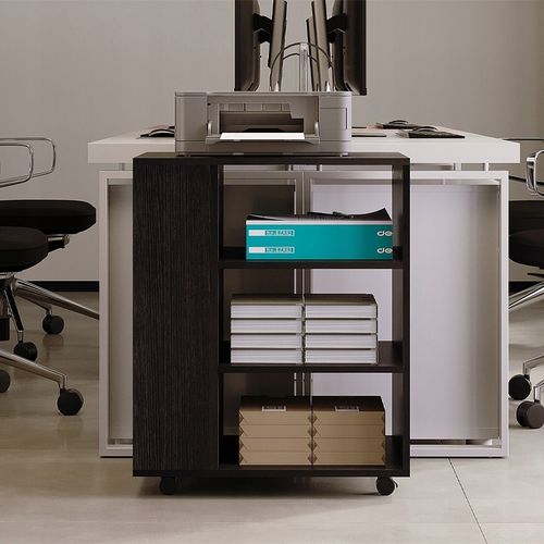 WIELOFUNKCYJNY STOLIK POD DRUKARKĘ REGAŁ NA KÓŁKACH PÓŁKA SZAFKA CZARNA na Arena.pl