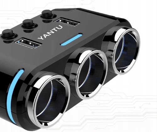 TRÓJNIK ROZGAŁĘŹNIK ZAPALNICZKI WOLTOMIERZ 2x USB na Arena.pl