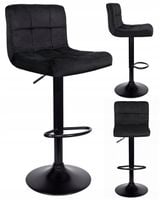 Hoker barowy czarny tapicerowany welur z oparciem regulowany glamour