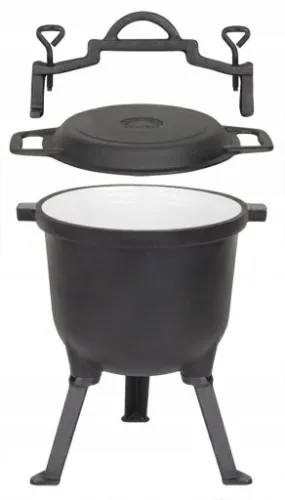 Kociołek myśliwski na pieczonki 8l żeliwny emaliowany 2w1 grill na Arena.pl