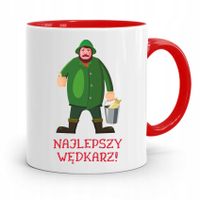 Kubek Czerwony Wędkarza Najlepszy Wędkarz Prezent Z Nadrukiem Ze Zdjęciem
