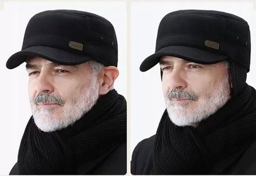 CIEPŁA CZAPKA ZIMOWA Z DASZKIEM NAUSZNIKAMI MĘSKA USZATKA OCIEPLANA PILOTKA na Arena.pl