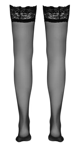 cottelli legwear klasyczne pończochy czarny 20 den koronka silikon s/m na Arena.pl