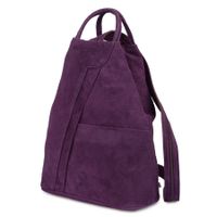 VERA PELLE plecak damski zamszowy trójkątny z suwakiem V010 c.fioletowy