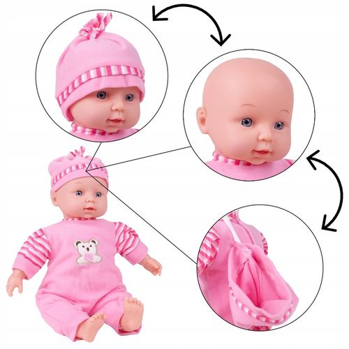 LALKA BOBAS W ŚPIOSZKACH MÓWI ŚMIEJE SIĘ 34CM MIĘKKA ŚLICZNA UBRANKO CZAPKA na Arena.pl