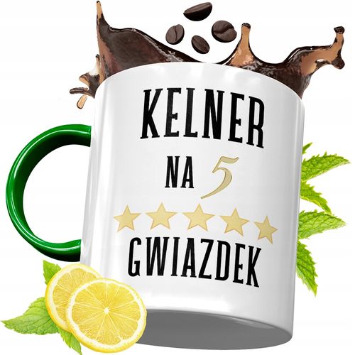 Kubek Zielony Dla Kelnera Kelnerki Na Prezent Z Nadrukiem Ze Zdjęciem na Arena.pl