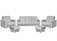 Zestaw wypoczynkowy wersalka fotele jasny szary