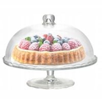 PATERA SZKLANA z KLOSZEM na ciasto tort owoce 29 cm owocarka na