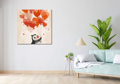 Obraz 90x90cm Pingwinek z Balonami na Arena.pl