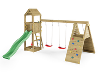 Plac zabaw drewniany DUMO Oko Kapitana ze zjeżdżalnią i huśtawką