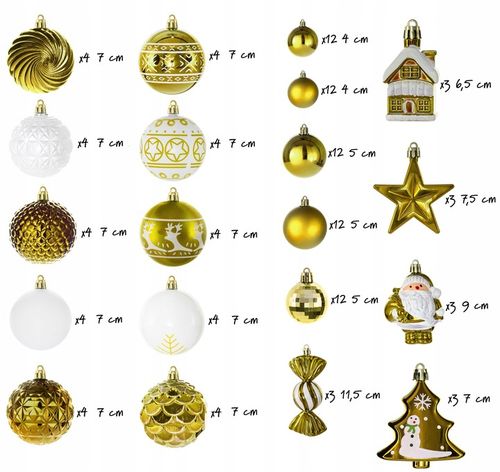 ZESTAW BOMBEK CHOINKOWYCH 115 szt BOMBKI MIX WZORY NIETŁUKĄCE na Arena.pl