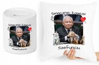 Jarosław Kaczyński Zestaw Poduszka + Skarbonka Z Nadrukiem Ze Zdjęciem