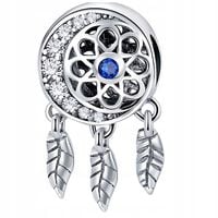 CHARMS ŁAPACZ SNÓW srebro 925 srebrny koralik piórka księżyc charms pr
