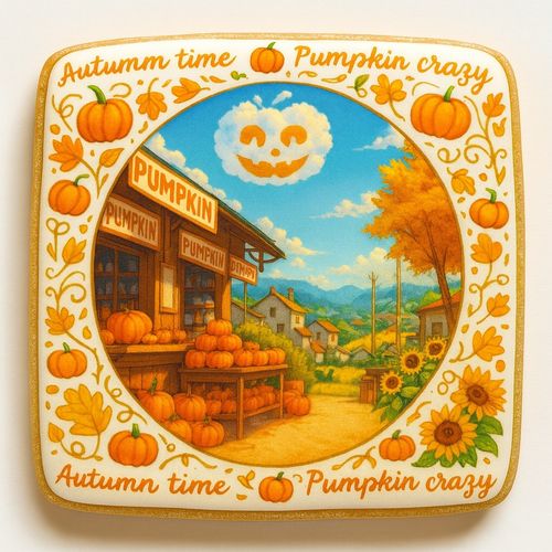 CIASTKO LUKROWANE PUMPKIN WEATHER ROZ.L  KWADRAT AT RĘCZNIE ROBIONE na Arena.pl