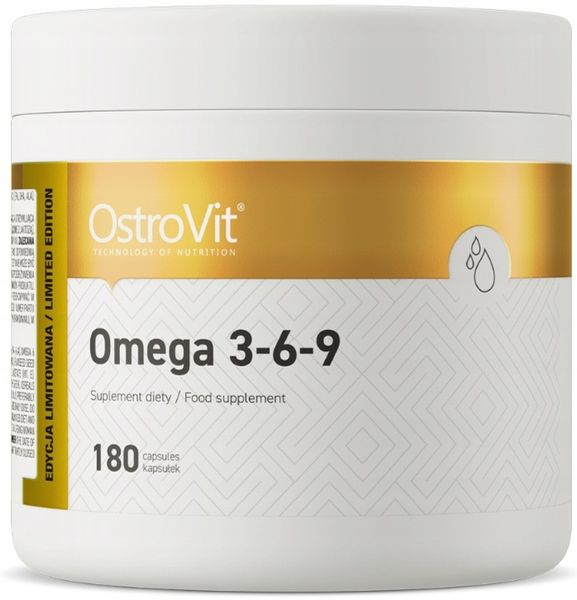 OstroVit OMEGA 3-6-9 kwasy tłuszczowe TRAN witamina E 180 kapsułek zdjęcie 1