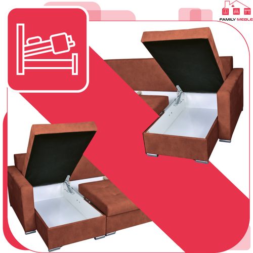 Narożnik Varius BIG rozkładany f spania pojemniki Family meble brąz na Arena.pl