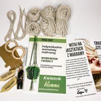 ZESTAW DO MAKRAMY Z INSTRUKCJĄ I WZOREM KWIETNIK ZESTAW DIY jasny beż