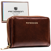 brązowy portfel damski ze skóry ekologicznej wyposażony