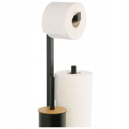 Stojak na papier toaletowy z uchwytem i szczotką WC czarny bambus YOKA HOME na Arena.pl
