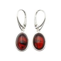 Kolczyki - koniakowy Bursztyn owalny i srebro 2