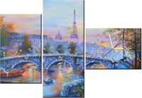 100CM 70CM ZEGAR 3 ELEM ALEJKA PARYŻU ŚCIENNY OBRAZ