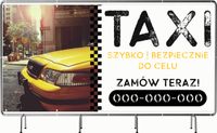 BANER REKLAMOWY 130x80cm oczkowany projekt w cenie TAXI SZYBKO BEZPIECZNIE