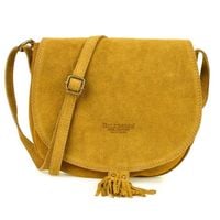 BELTIMORE torebka damska zamszowa listonoszka z klapą V012 musztardowa