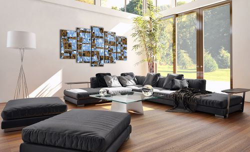 Obraz Na Płótnie - Kolor Błękit Brąz  - 160X85 Cm - Ea160X85-3729 na Arena.pl