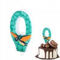 ŚWIECZKA URODZINOWA DINOZAUR DINO CYFERKA 0 ZIELONA NA IMPREZĘ URODZINOWĄ