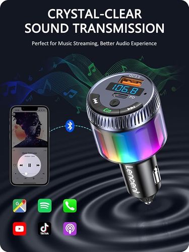 LENCENT Bluetooth 5.3 samochodowy transmiter FM typ C PD 30W BS024 na Arena.pl