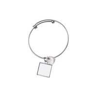 Bransoletka z kulką, kryształowym sercem i kwadratową zawieszką do sublimacji