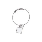 Bransoletka z kulką, kryształowym sercem i kwadratową zawieszką do sublimacji