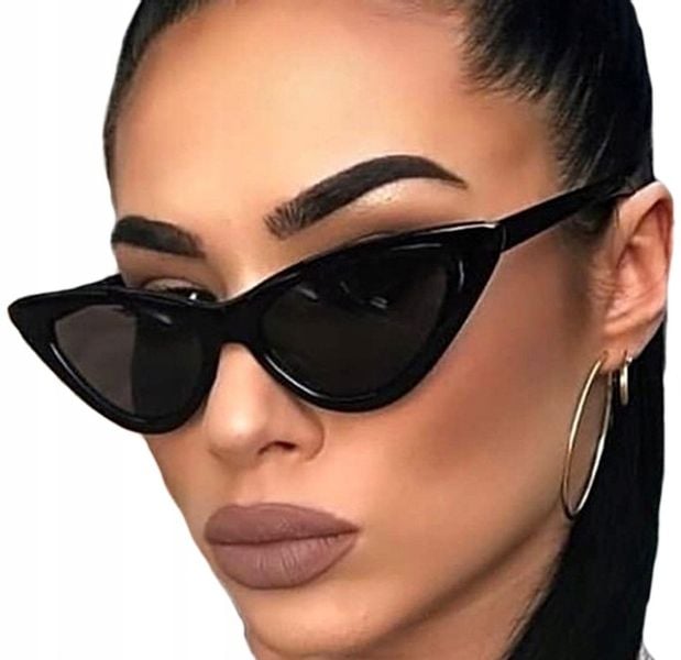 Okulary pilotki KOCIE OKO czarne PROSTOKĄTNE retro Damskie Przeciwsłoneczne zdjęcie 5